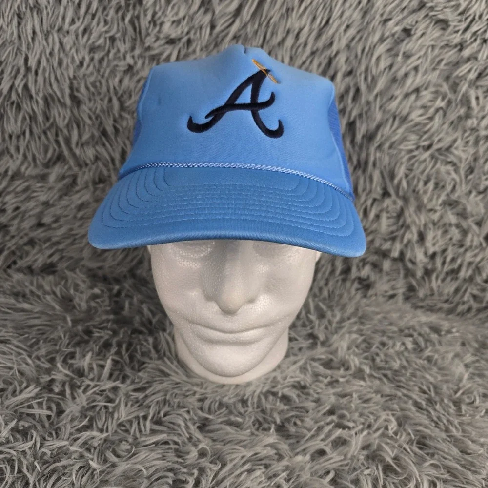 Unbranded Trucker Hat Unisex OS Sky Blue Atlanta‎ Halo Retro Snapback Mesh Cap